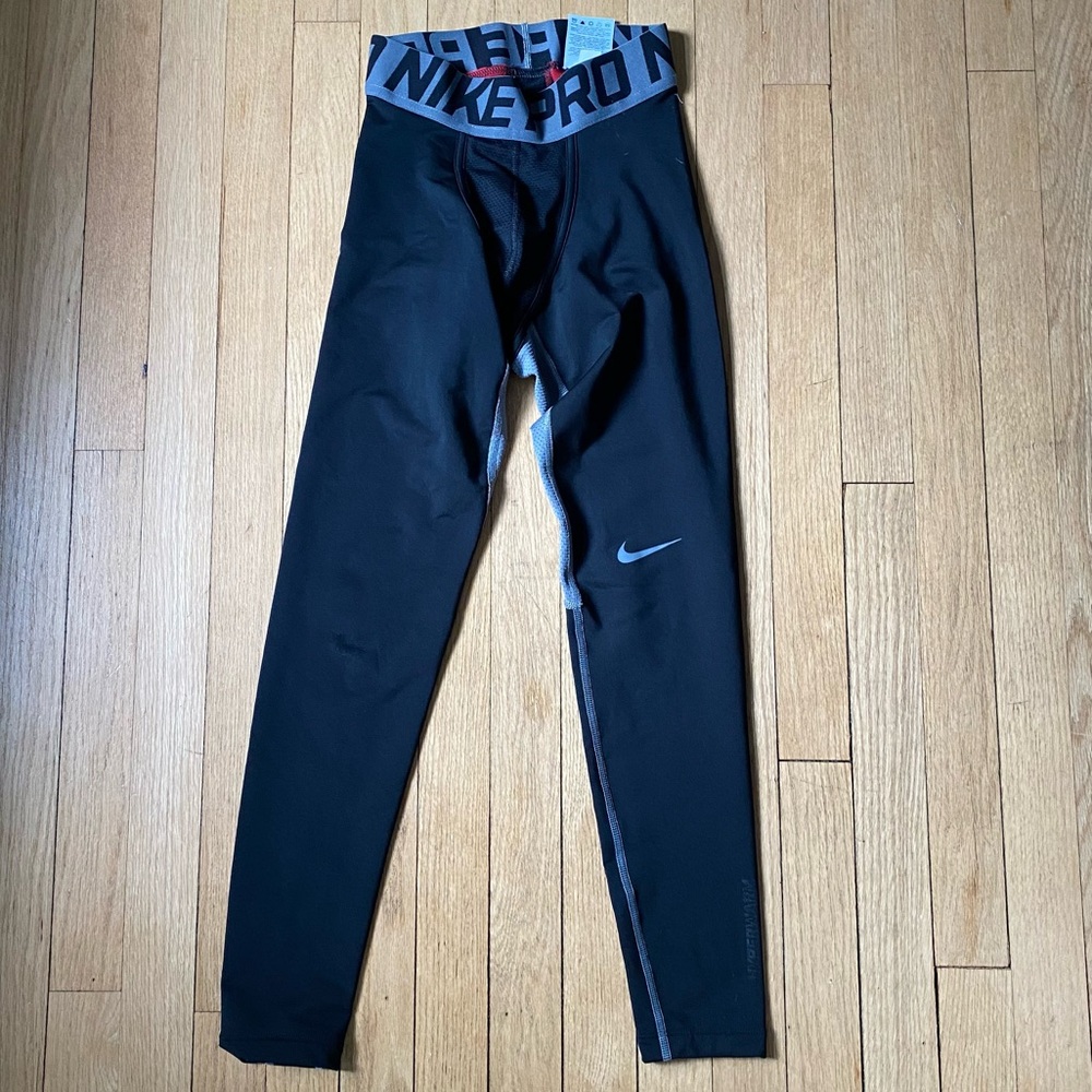 Nike Pro men’s athletic leggings black size small 24” inseam sports workout gym